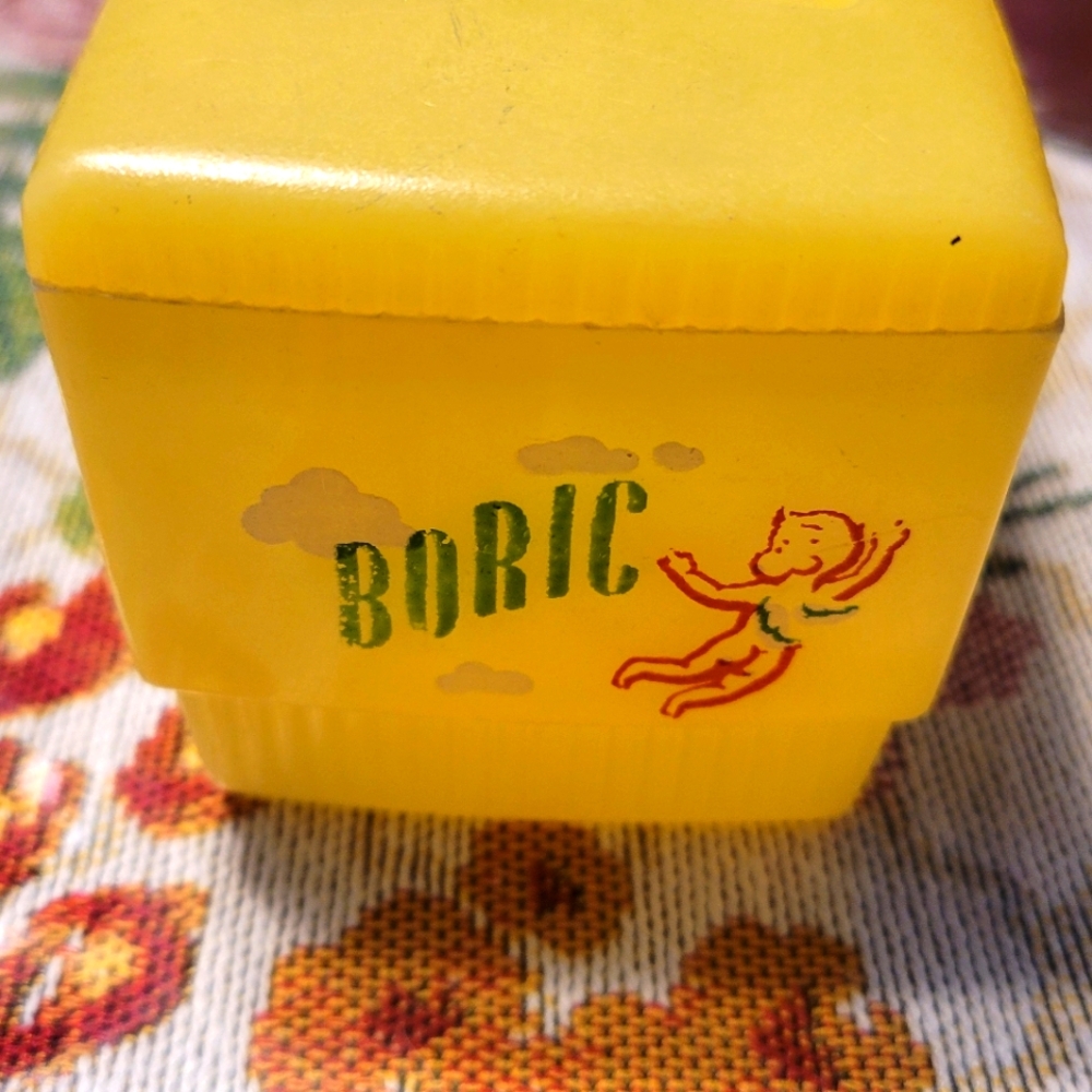 Vintage Yellow Boric Container